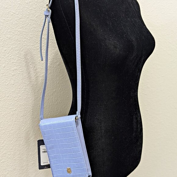 Tommy Hilfiger Julia Phone Crossbody Crocodile Blue Stone (MSRP $78) - Picture 9 of 9